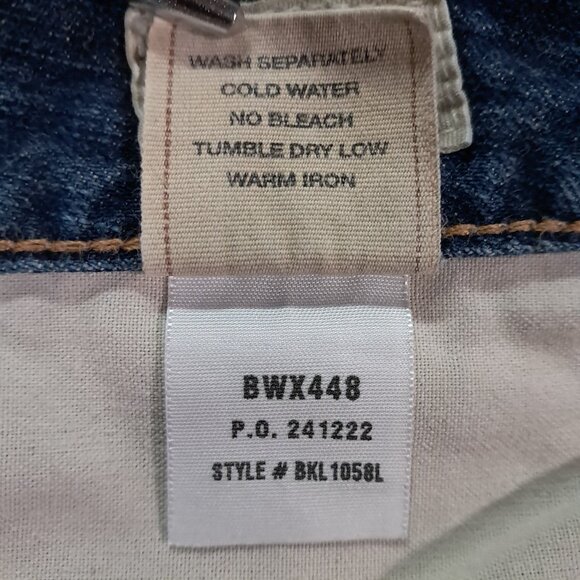 BKE Star 20 Jean Women 36x33.5, Tag 34x33.5 Bootcut Blue Denim Cotton Distressed - Picture 15 of 15